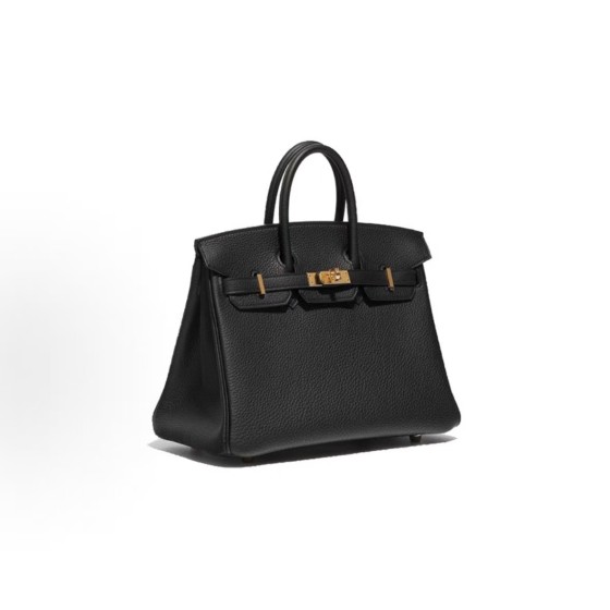 HERMES Birkin 25 Rose gold clasp platinum handbag 25 Women\'s Edition 89 Noir Black